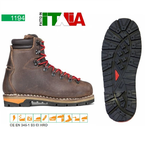 Immagine di Scarpone Roccia S3 in vera vacchetta Eduard Gallusser con tripla cucitura tirolese CE 345 - Safety shoes ANTINFORTUNISTICA