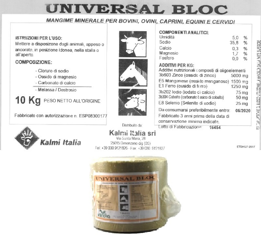 Immagine di BLOCCO SALE UNIVERSAL BLOC 10Kg VITAMINIZZATO BOVINI e OVINI