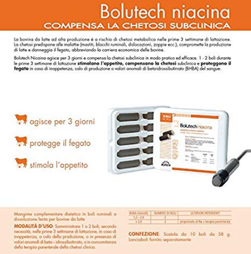 Immagine di Bolutech Niacina 10x58gr - Compensa la Chetosi