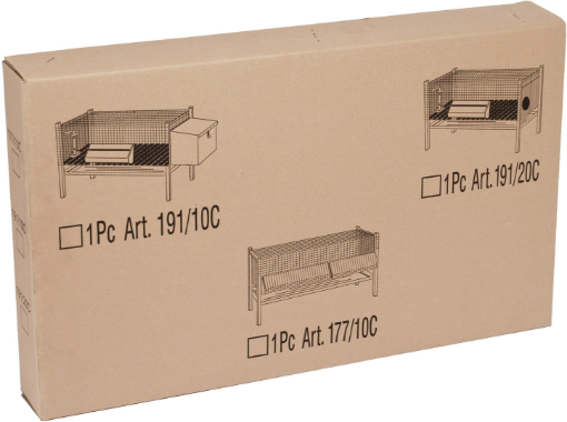 Immagine di Gabbia Conigli in scatola con 1nido 128x53x70 fondo plastica 191/10c
