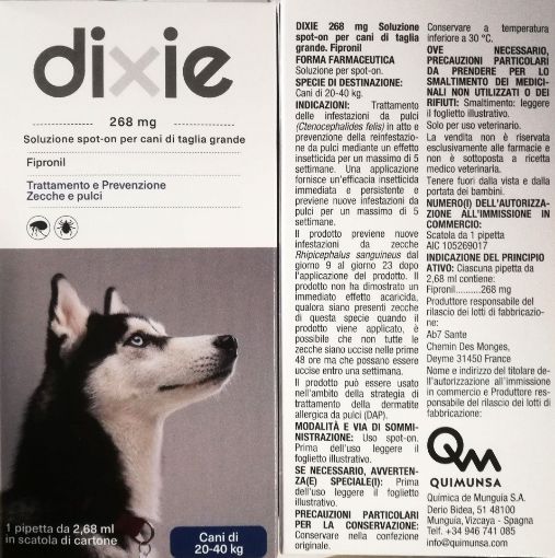 Immagine di Dixie Fipronil Spot on Cane Grande 20-40kg 2,68ml 1pipetta