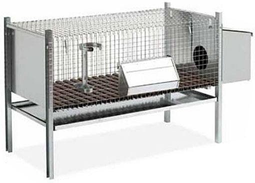Immagine di Gabbia Conigli in scatola con 1nido 128x53x70 fondo plastica 191/10c