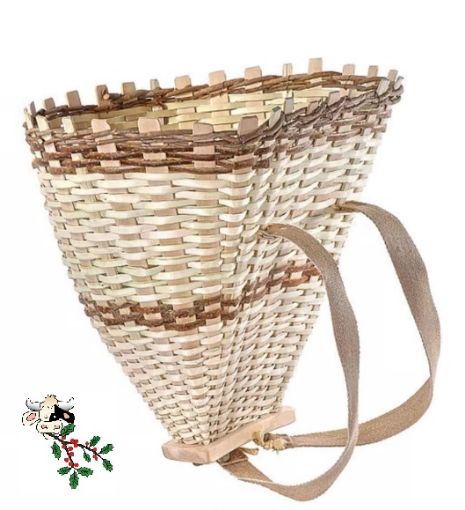 Immagine di GERLA IN NOCCIOLO ARTIGIANATO ITALIANO- ZAINO IN LEGNO TIPICO H.CM.60-70-80
