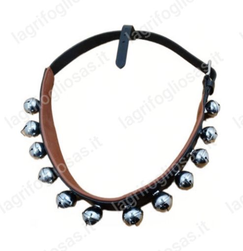 Immagine di COLLARE IN CUOIO X CAVALLO CON 12 CAMPANELLI IN OTTONE