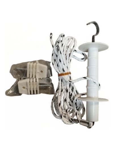 Immagine di MANIGLIA BIANCA CON CORDA E ISOLATORE LEGNO