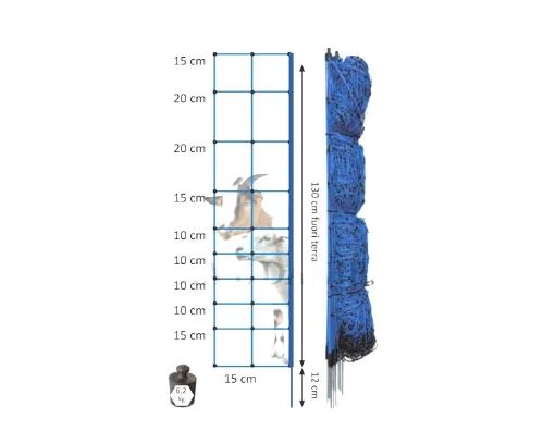 Immagine di RETE BLU OVINI FUTURE-net 130 cm fuori terra / 142 cm. totale - mt.50 PALO FIBRA