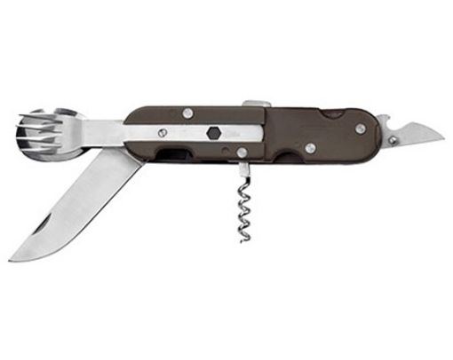 Immagine di COLTELLO CAMPEGGIO MULTIFUNZIONE AUSONIA set posate 5 usi inox